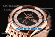 Omega De Ville Hour Vision Annual Calendar Swiss ETA 2836 Automatic Rose Gold Case and Strap with Black Dial