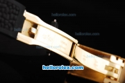 Rolex Datejust Automatic Movement Rose Gold ETA Case with Black&Diamond Dial Diamond Marker and Diamond Bezel-Black Rubber Strap