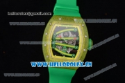 Richard Mille RM 59-01 Miyota 9015 Automatic Carbon Nanotubes Case with Skeleton Dial and Green Rubber Strap