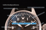 IWC Big Pilot "Markus Buhler" Asia 6497 Manual Winding Steel Case with Black Dial Arabic Number Markers and Black Leather Strap - 1:1 Original (KW)