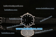 Patek Philippe Calatrava Miyota OS2035 Quartz Steel Case with Roman Numeral Markers and Black Dial