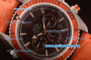 Omega Seamaster Chronograph Automatic Movement with Black Dial,Red Bezel and Orange Leather strap