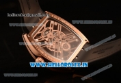 Franck Muller Vanguard Miyota Automatic Copy Tourbillon Rose Gold Case With Skeleton Dial Leather/Rubber Strap