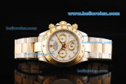 Rolex Daytona Chronograph Swiss Valjoux 7750 Automatic Movement Steel Case with White Dial and Gold Bezel-Two Tone Strap