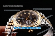 Rolex Datejust II Asia 2813 Automatic Two Tone Case/Bracelet with Brown Dial and Diamonds Markers (BP)