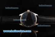 IWC Schaffhausen Swiss ETA 6497 Manual Winding Movement Steel Case with Black Dial - Arabic Numerals and Black Leather Strap IWC Schaffhausen Swiss ETA 6497 Manual Winding Movement Steel Case with Black Dial - Arabic Numerals and Black Leather Strap
