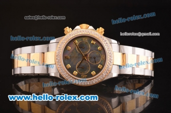 Rolex Daytona Swiss Valjoux 7750 Automatic Two Tone with Diamond Bezel and Black MOP Dial