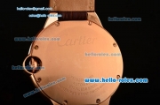 Cartier Ballon Bleu De Swiss ETA 2836 Automatic Rose Gold Case/Bezel with Brown Leather Strap White Dial Roman Markers