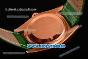 Rolex Day-Date Asia 2813 Automatic Rose Gold Case with Green Dial Stick Markers and Green Leather Strap