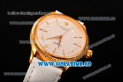 Rolex Cellini Time Asia 2813 Automatic Yellow Gold Case with White Dial White Leather Strap and Stick Markers