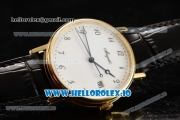 Breguet Classique Japanese Miyota 9015 Automatic Movement Yellow Gold White Dial and Arabic Numeral Markers Leather Strap (FF)