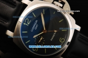 Panerai Luminor GMT Pam 320 Automatic Movement Steel Case with Black Dial and Black Leather Strap