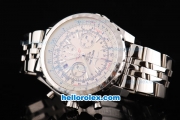 Breitling Bentley Motors Swiss Valjoux 7750 Chronograph Movement Full Beige Dial with Silver Stick Marker and SS Strap