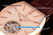 Vacheron Constantin Malte Tourbillon Swiss Tourbillon Manual Winding Rose Gold Case with Brown Alligator Strap and Beige Dial