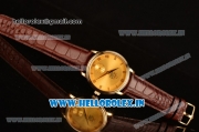 Omega De Ville Co-Axial Swiss ETA 2824 Automatic Yellow Gold Case with Gold Dial and Brown Leather Strap