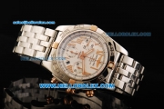 Breitling Chronomat B01 Swiss Valjoux 7750 Automatic Movement Steel Case with White Dial and Rose Gold Roman Numerals