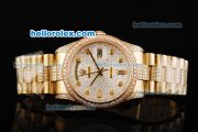 Rolex Day Date Automatic Movment Golden Case with Diamond Bezel and Diamond Markers