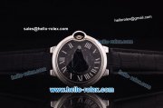 Cartier ballon bleu de Automatic Steel Case with Black Dial and Black Leather Strap-ETA Coating