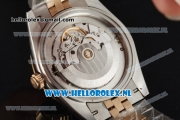 Rolex Datejust Clone Swiss ETA 2836 Automatic K Gold Case with White Dial Diamonds Markers and Two Tone Bracelet BP