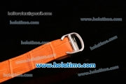 Cartier Ballon Bleu Swiss Quartz Steel Case with Orange Leather Strap White Markers and Orange Dial