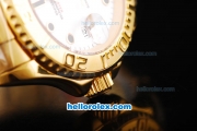 Rolex Yachtmaster Swiss ETA 2836 Automatic Movement Full Gold Case/Strap with White Dial and Black Round Hour Marker