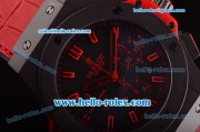 Hublot Big Bang Red Magic Swiss Valjoux 7750 Automatic Movement PVD Case with Black Dial and Red Leather Strap