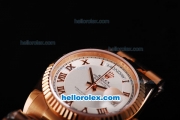 Rolex Day Date Swiss ETA 2836 Automatic Movement Full Rose Gold with White Dial and Rose Gold Roman Markers