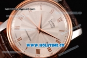 Mido Dorada Miyota Quartz Steel Case with Rose Gold Bezel and White Dial