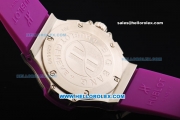 Hublot Big Bang Chronograph Miyota Quartz Movement Steel Case with Purple Markers and Purple Rubber Strap - Lady Model