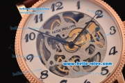Patek Philippe Grand Complications Asia 3836 Automatic Rose Gold Case with Brown Leather Strap Skeleton Dial Numeral Markers