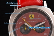 Ferrari & Panerai Chronograph Automatic with Red Dial and White Bezel-Red Leather Strap