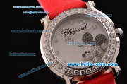 Chopard Happy Sport - Mickey Swiss Quartz Stainless Steel Case Diamond Bezel with Red Leather Strap and White MOP Dial