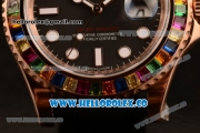 Rolex Yacht-Master 40 Swiss ETA 2824 Automatic Steel Case with Black Dial White Dots Markers Colorful Sapphire Bezel and Black Rubber Strap (NOOB)