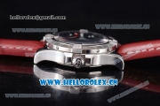 Breitling Avenger II GMT Swiss ETA 2824 Automatic Steel Case with Black Dial Stick Markers and Red Leather Strap