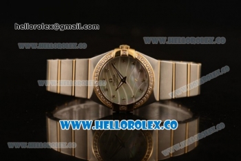 Omega Constellation Ladies Miyota Quartz Two Tone Case/Bracelet with MOP Dial and Diamond Markers - Diamonds Bezel (AAAF)