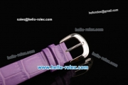 Franck Muller Heart Swiss Quartz Steel Case with Purple Leather Strap Diamond Bezel and White Dial - ETA Coating