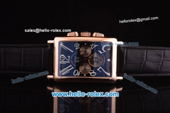 Franck Muller Long Island Tourbillon Automatic Movement Rose Gold Case with Black Dial and White Numeral Markers