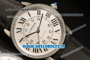 Cartier Ronde Solo Cartier Diamond Bezel Equipment Ronda 763 1:1 Clone White Dial With Black Leather