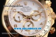 Rolex Daytona Chrono Swiss Valjoux 7750 Automatic Yellow Gold Case with White Dial Arabic Numeral Markers and Brown Leather Strap (BP)