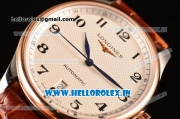 Longines Master Swiss ETA 2824 Automatic Steel Case with Rose Gold Bezel and White Dial