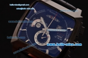 Tag Heuer Monaco Calibre 12 Chronograph Miyota Quartz Movement PVD Case with Black Dial and Black Leather Strap
