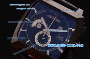 Tag Heuer Monaco Calibre 12 Chronograph Miyota Quartz Movement PVD Case with Black Dial and Black Leather Strap