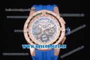Richard Mille RM60-01 Asia Automatic Rose Gold Case with Skeleton Dial Blue Rubber Strap and Stick/Arabic Numeral Markers
