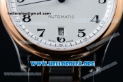 Longines Master Swiss ETA 2824 Automatic Two Tone Case with White Dial Arabic Numeral Markers and Rose Gold/Steel Bracelet (AAAF)