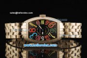 Franck Muller Crazy Color Dreams Asia 2813 Automatic Movement Full Steel with Diamond Bezel and Colorful Arabic Numerals