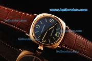 Panerai Radiomir Pam 210 Manual Winding Movement Rose Gold Case with Black Dial and Brown Leather Strap