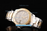 Rolex Yachtmaster Swiss ETA 2836 Automatic Movement 18K Gold Never Fade with White Markers and Grey Dial-Two Tone