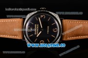 Panerai PAM 604 Radiomir Firenze 3 Days Asia 6497 Manual Winding PVD Case with Black Dial and Brown Leather Strap - Stick/Arabic Numeral Markers