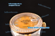 Rolex Datejust Lady 2813 Automatic Two Tone Case/Strap with Yellow MOP Dial and Diamond Bezel ETA Coating