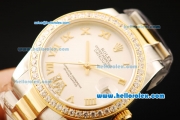 Rolex Datejust Automatic Movement ETA Coating Case with Gold Roman Numerals and Two Tone Strap